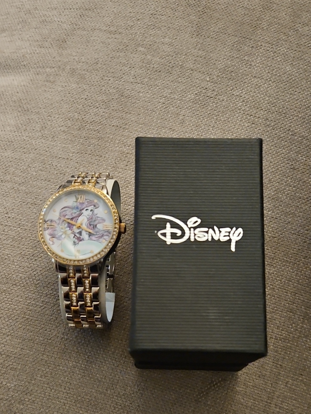 Disney Ariel Two-Tone Gold and Silver Bracelet Watch with Crystal Accents